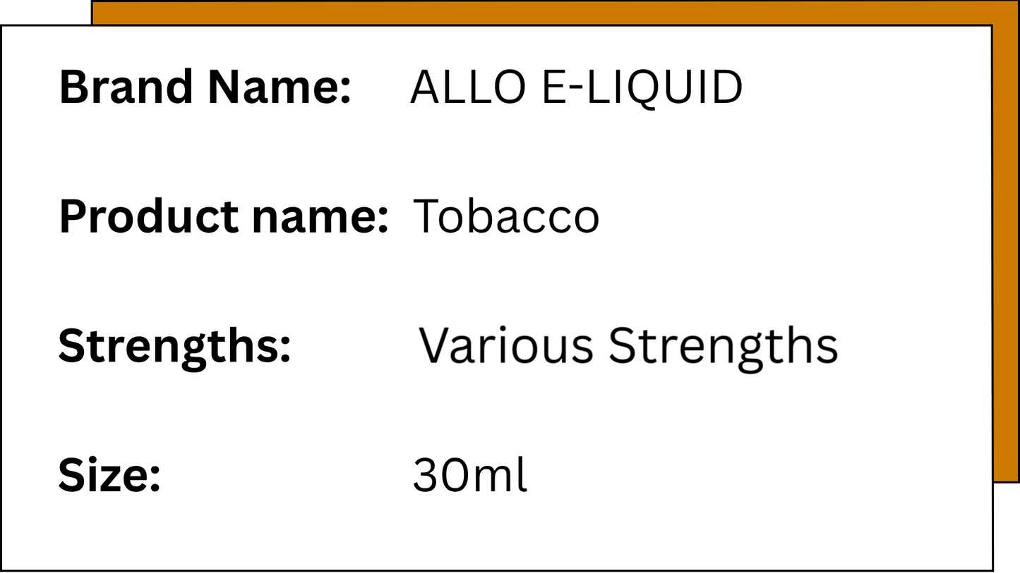 Allo E-Liquid - Tobacco