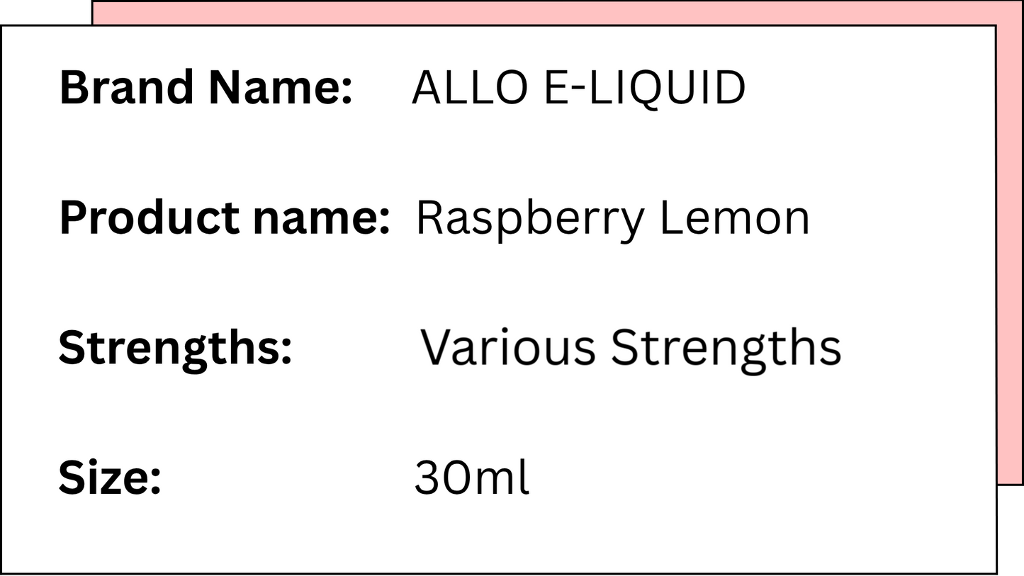 Allo E-Liquid - Raspberry Lemon