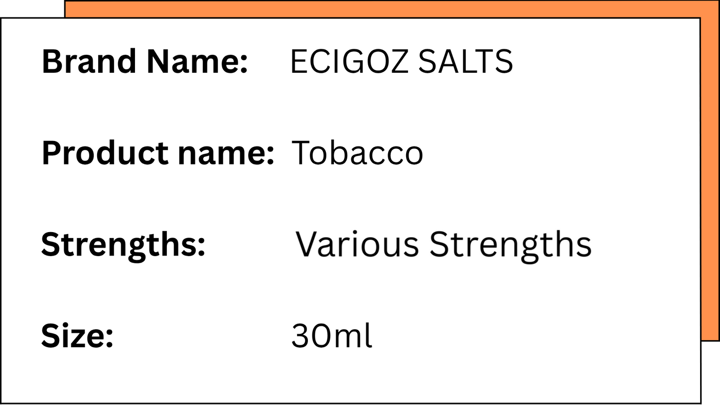 ECIGOZ SALTS - TOBACCO